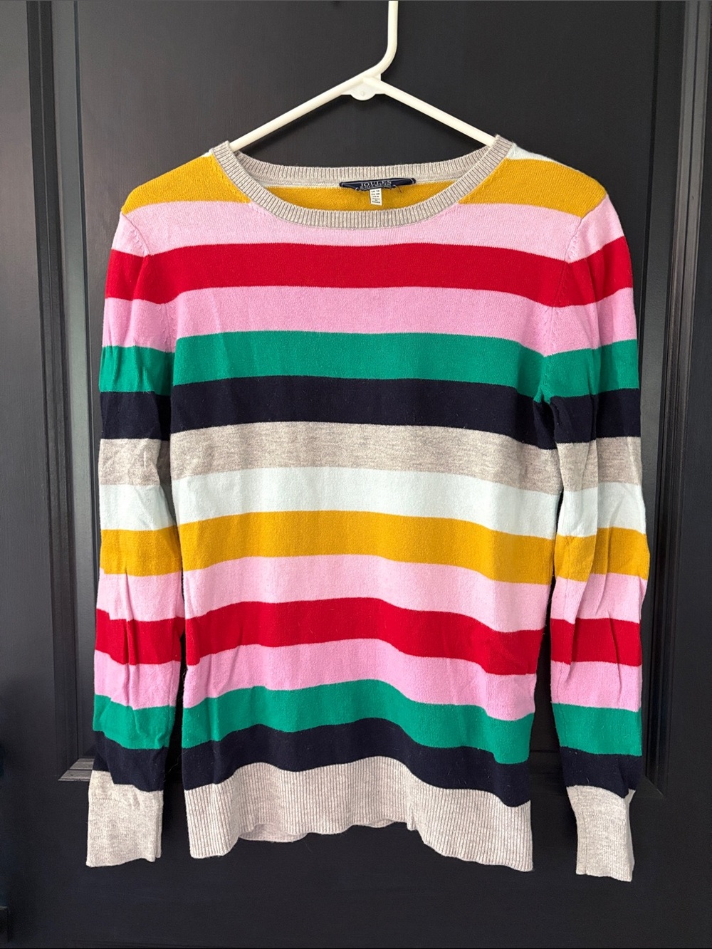 Joules Knitwear Colorful Stripe Cotton Wool Blend Crew Neck Sweater Size 10